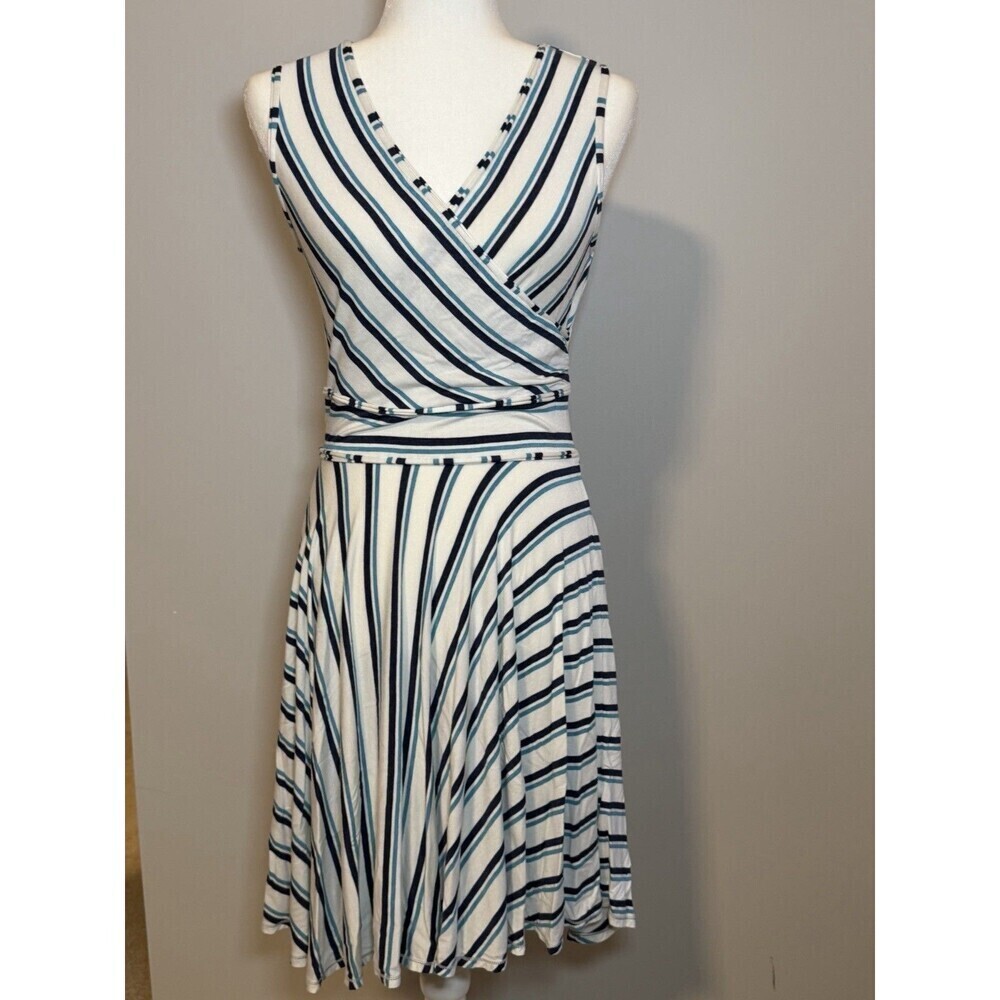 Max Studio Navy Turquoise Stripe Sleeveless Dress Women’s Small